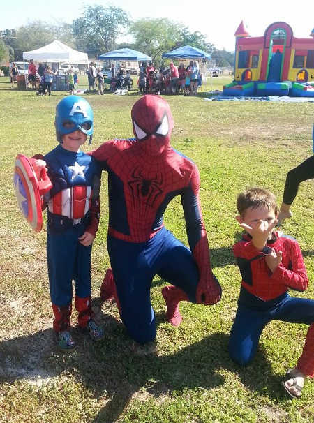 Spider-Man and a young friend at the Clear Lake Super Hero Day on Saturday, September 14, 2014, in Clearlake, Calif. Courtesy photo. 091414superheroday2
