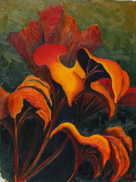 Squash Plant painted by Anna Sabalone. Photo by Nathan DeHart. sabalonesquashblossom