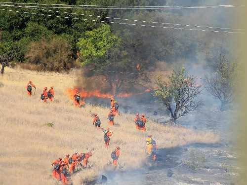 Firefighters worked on the Wye Fire east of Clearlake Oaks, Calif., on Sunday, August 12, 2012. Photo by Jackson Waldo. 081212wyefirejacksonwaldo