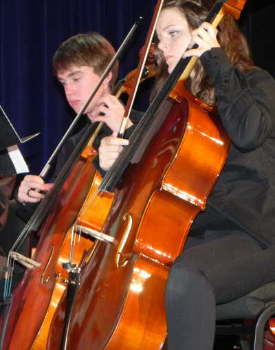 Cellists Elliot Serena and Emily Prather headed up the cello section in a beautiful rendition of the "Swan" from the "Carnival of the Animals" during the Clear Lake Performing Arts Youth Orchestra on Sunday, June 10, 2012, at the Soper-Reese Community Theatre in Lakeport, Calif. 061012clpacellists