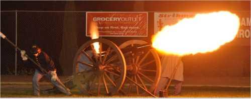 California Historical Society fires off cannon at the 2011 Bass Bowl. Clear Lake High School from Lakeport, Calif., won that game, 7-3. Courtesy photo. bassbowlfiringcannon