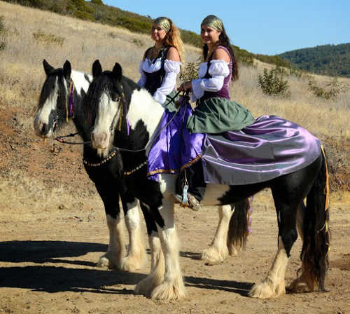 Joy and Jocelyn Bennett of Kelseyville, Calif., in Gypsy costume. Photo by Scott Bennett. bennettsgypsysongs