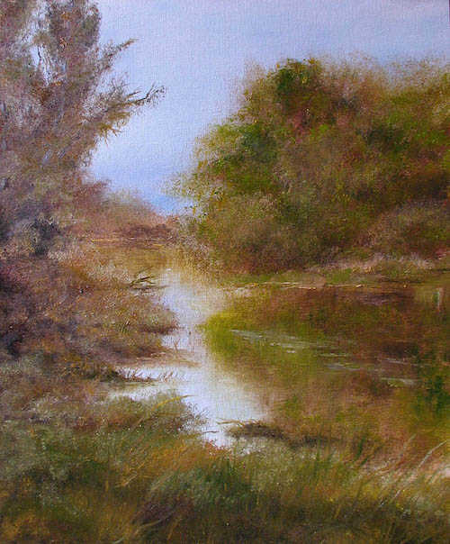 The work of artist Sunny Franson of Upper Lake, Calif., will be on display at the Lake County Wine Studio in April 2016. fransonsloughinautumn